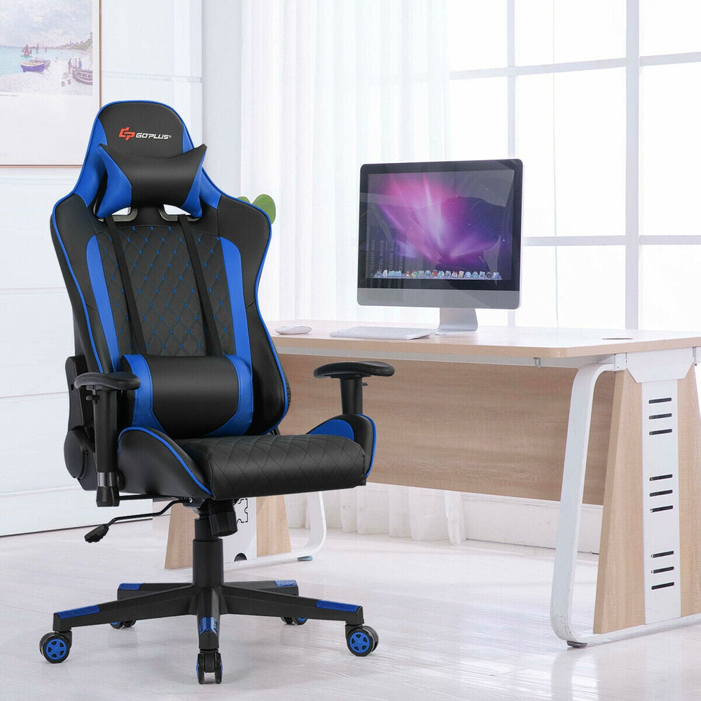 Massage Gaming Chair with Lumbar Support and Headrest